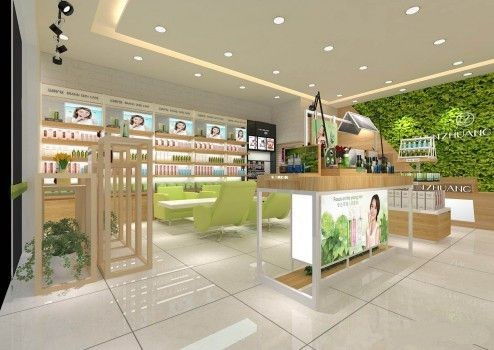 化妆品店装修设计重点：门招、视宣、空间陈列、屏风和隔断、灯箱